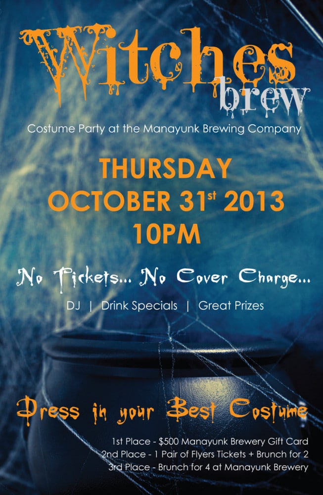 "Witches Brew" Costume Bash Coming to Manayunk Brewing Co. on Halloween