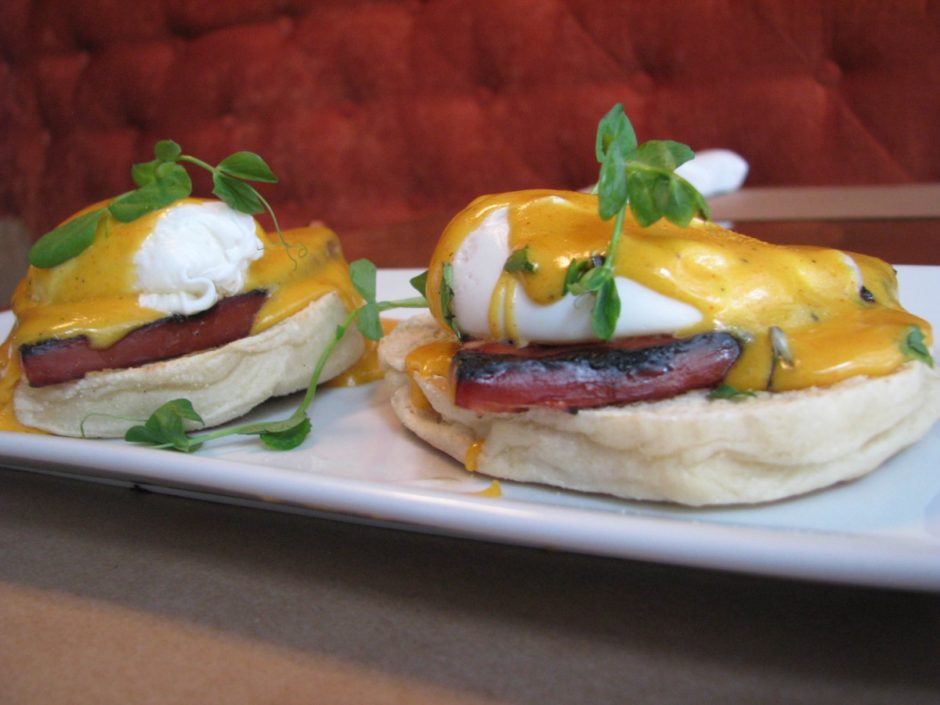 Aussie and the Fox eggs Benedict