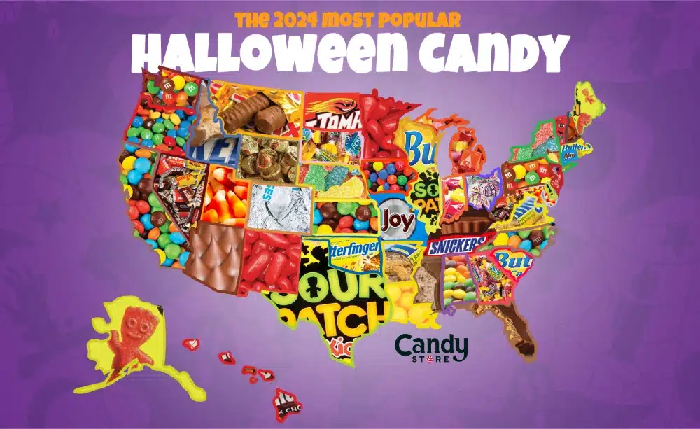 A map of the country's favorite candies.