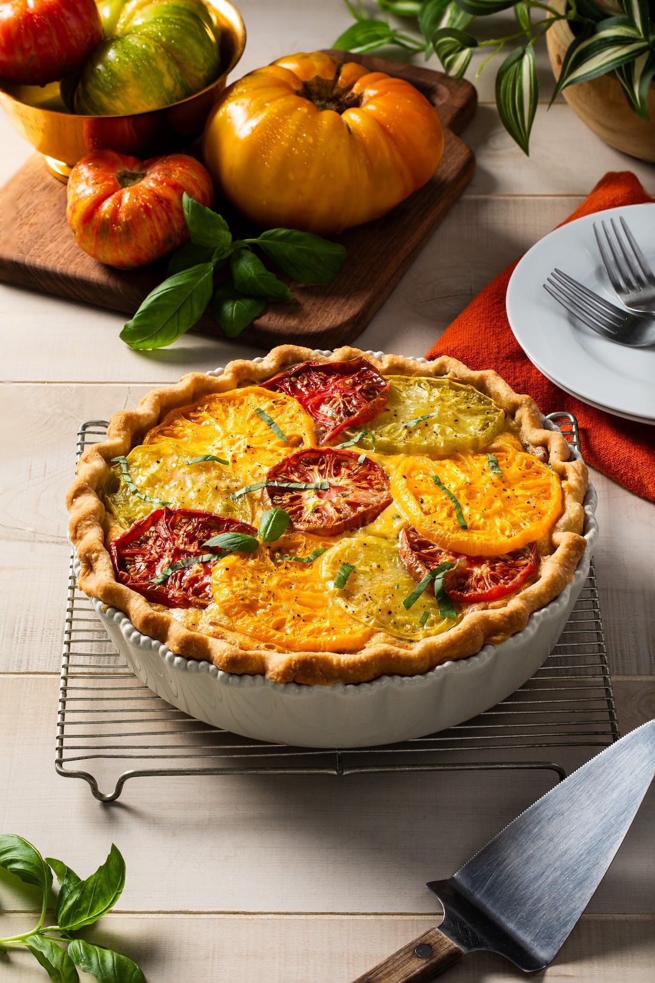 An heirloom or southern-style tomato pie.