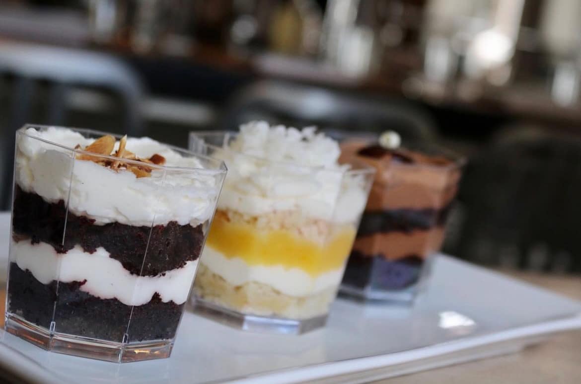 Flight of desserts at Affinity Confections.