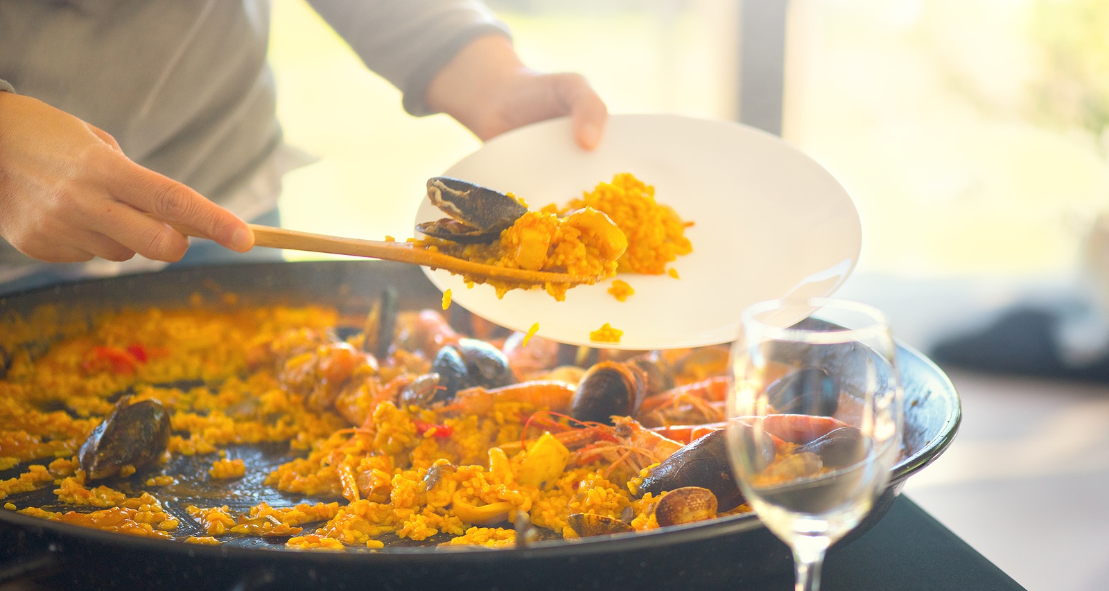 Paella, a traditional Spanish food.