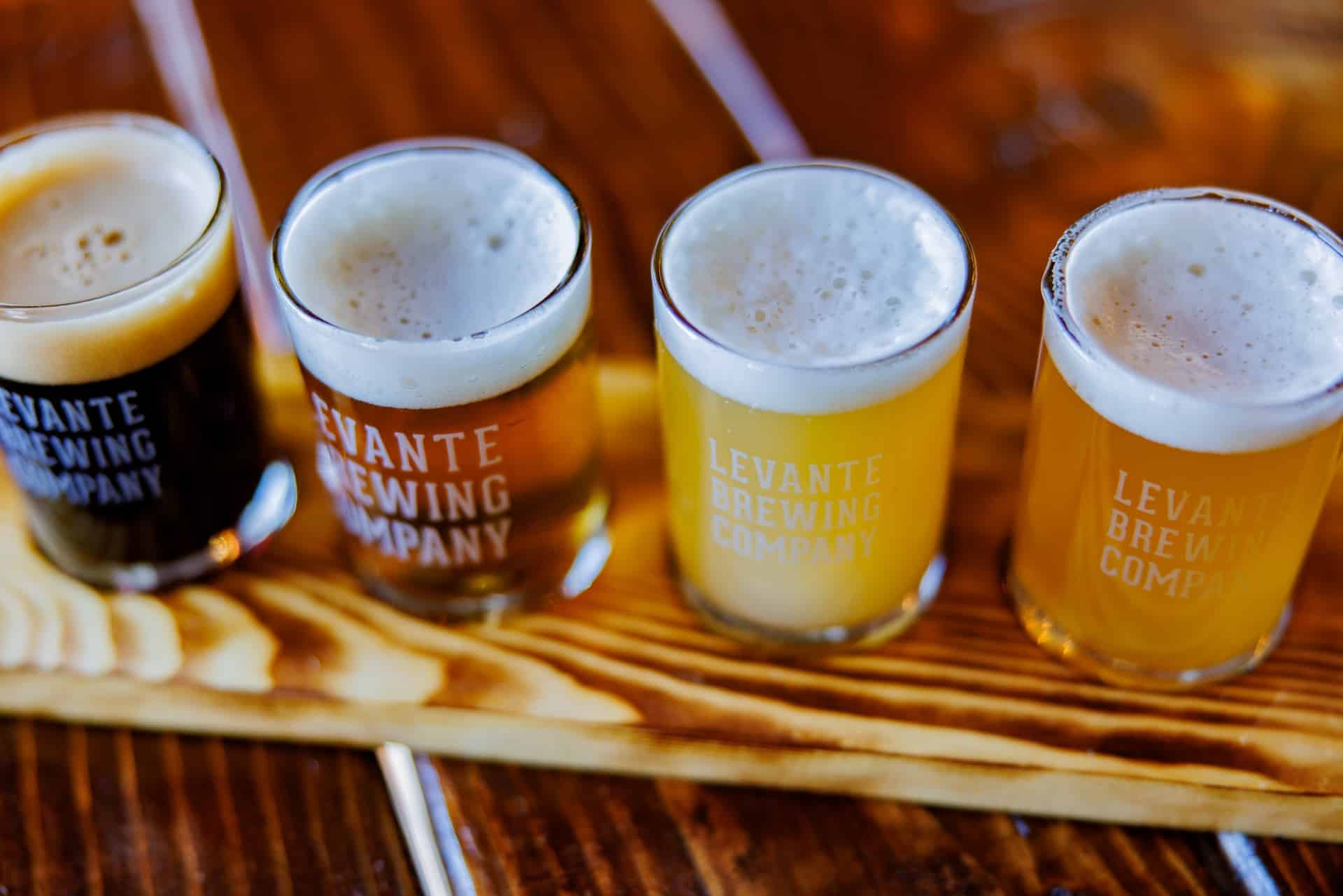 A flight of beer at Levante Brewing Company in West Chester.