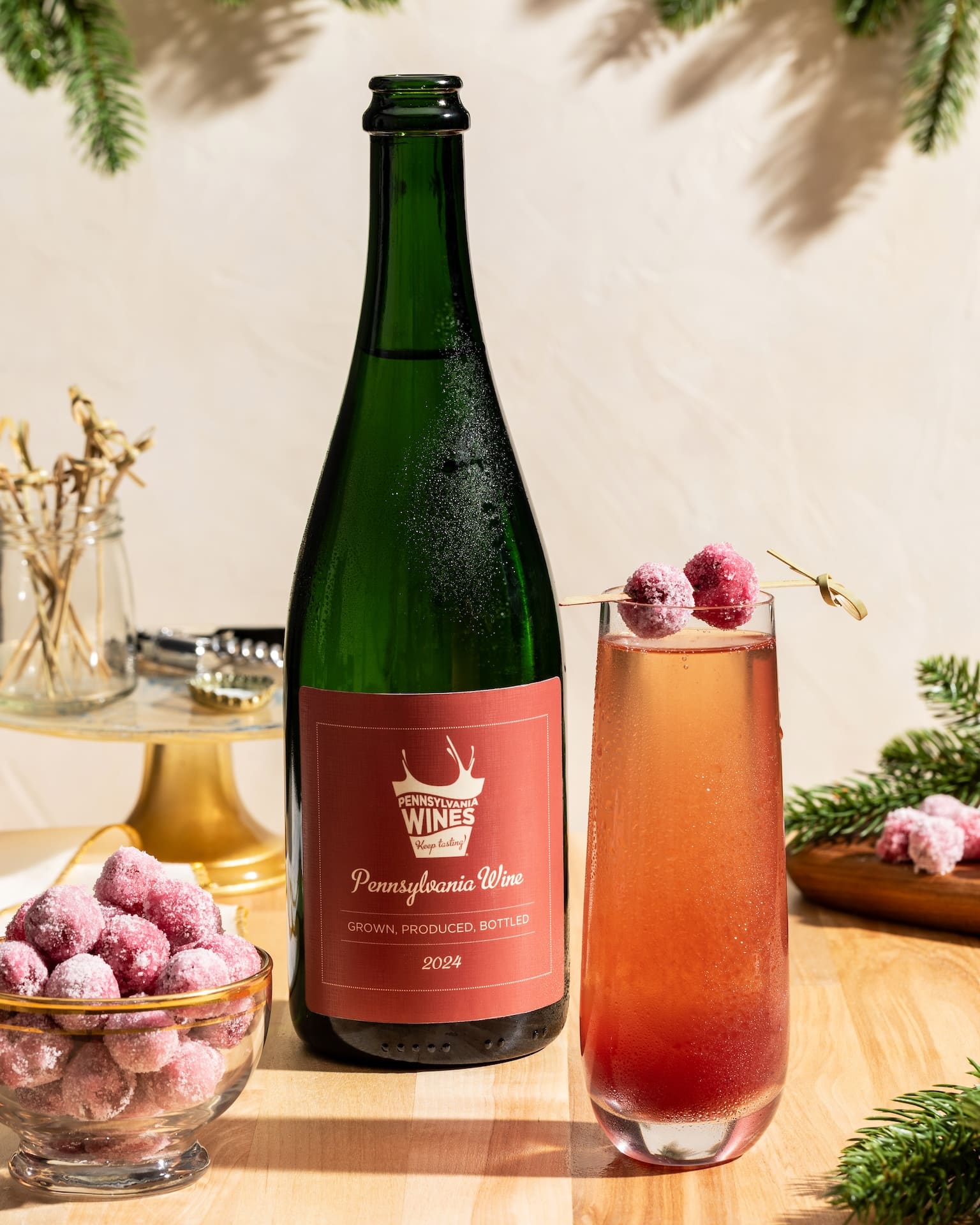 Cranberry Bellini made with sparkling Pennsylvania Chardonnay.