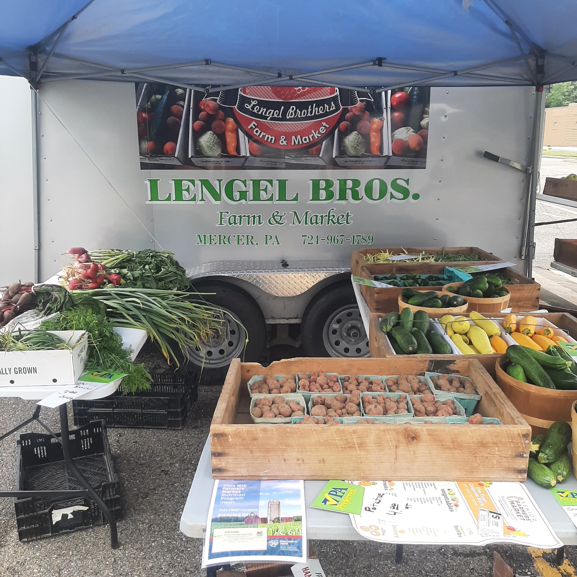 Farm stand for Lengel Brothers Farm products and produce. 