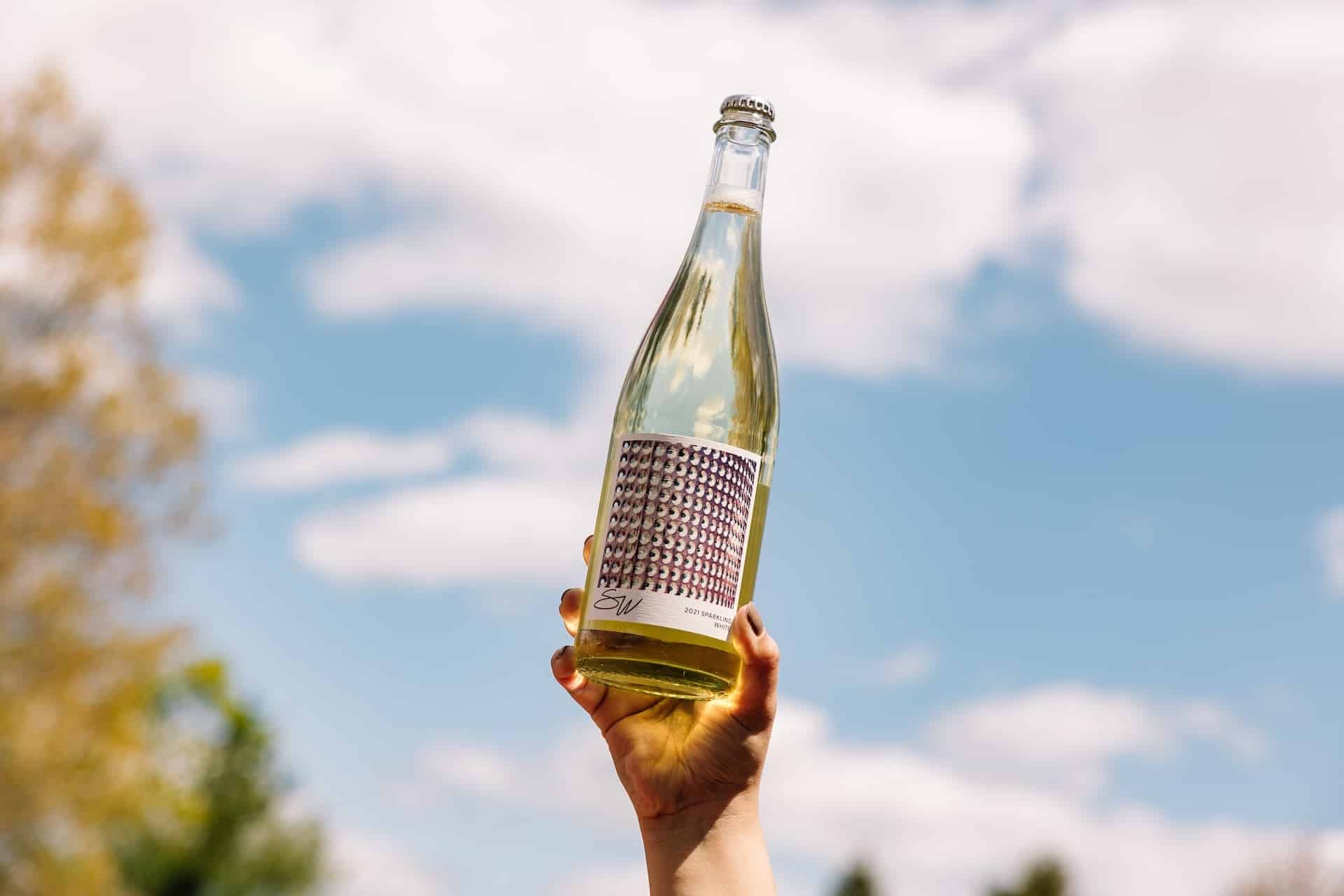 Sparkling White bottle at Chaddsford Winery.