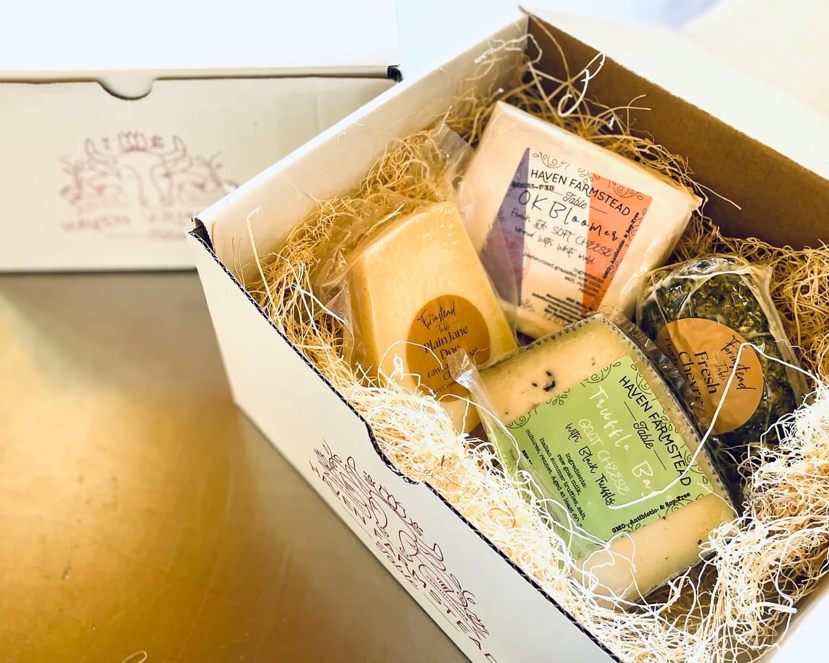 A Maker's Holiday Bundle Cheese Box from Farmstead Table.