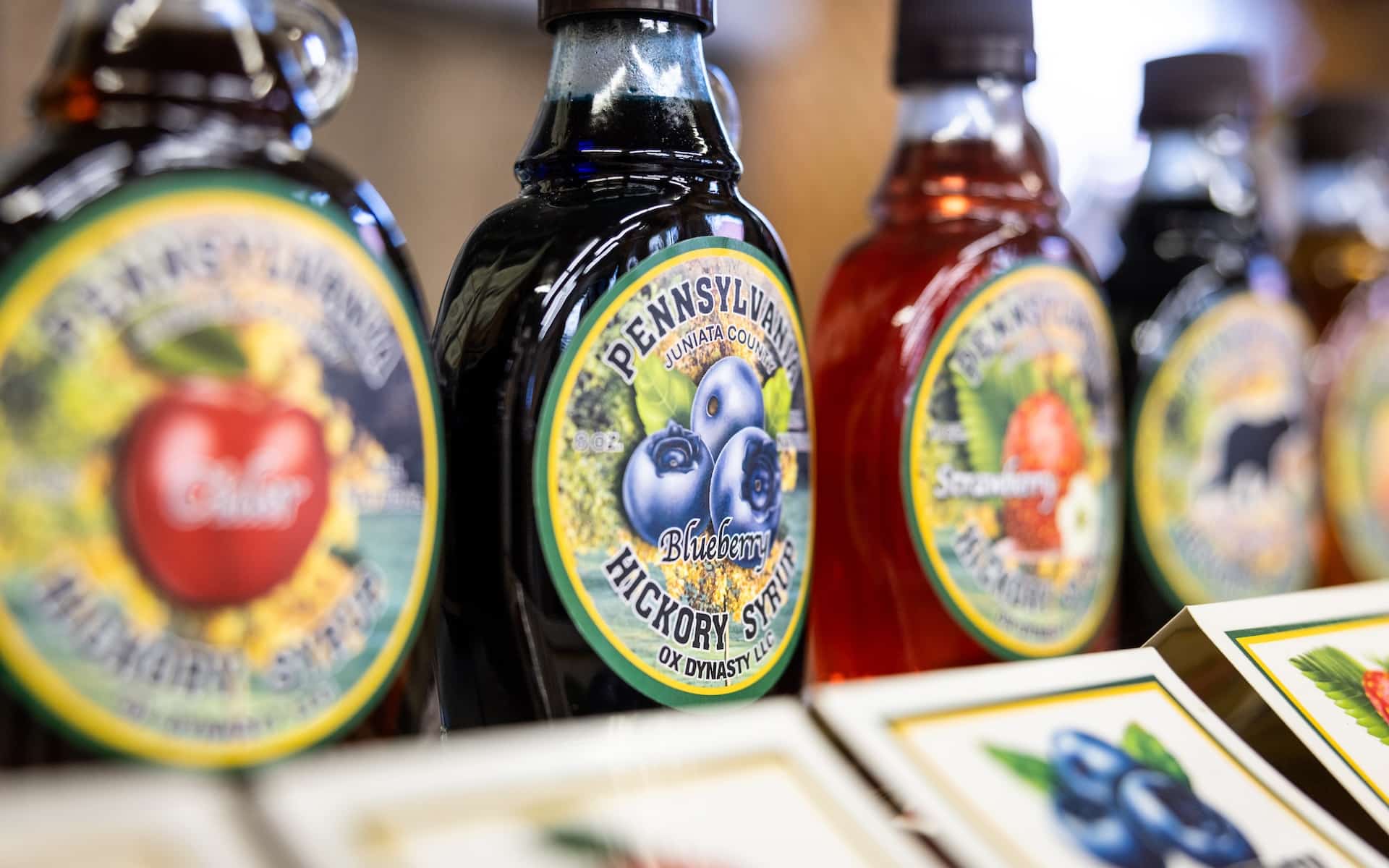 Blueberry and other flavors of Pennsylvania Hickory Syrup.