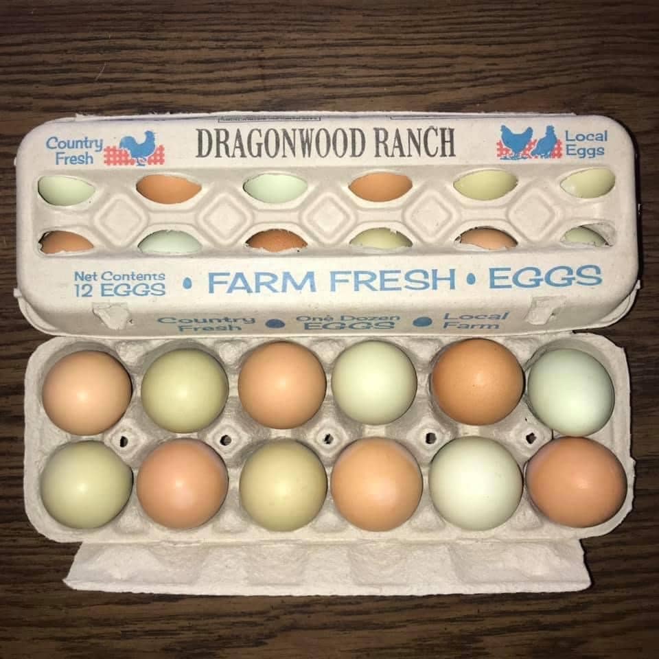 Farm fresh eggs from Dragonwood Ranch.