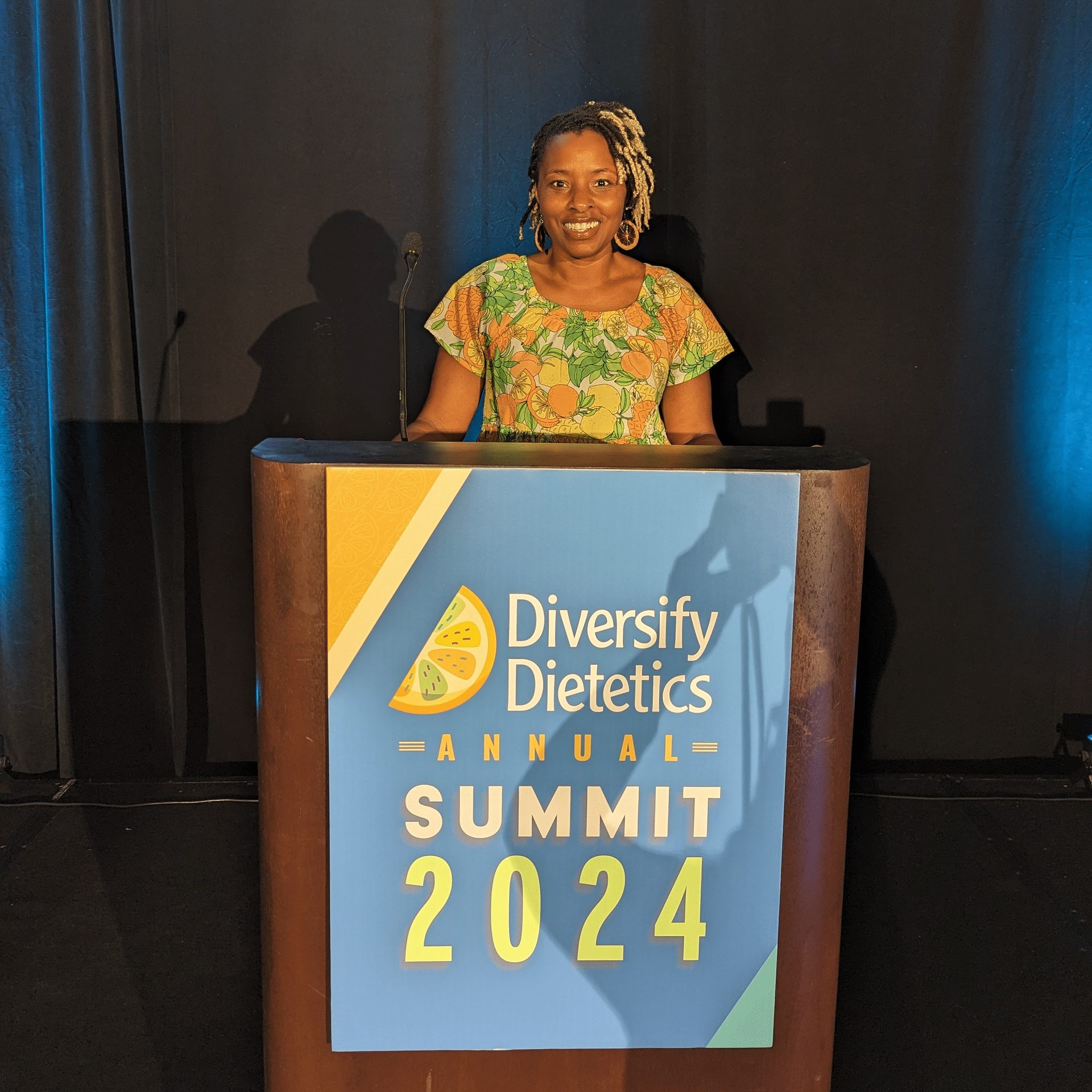 Stacey Woodson speaks at the Diversify Dietetics Summit.