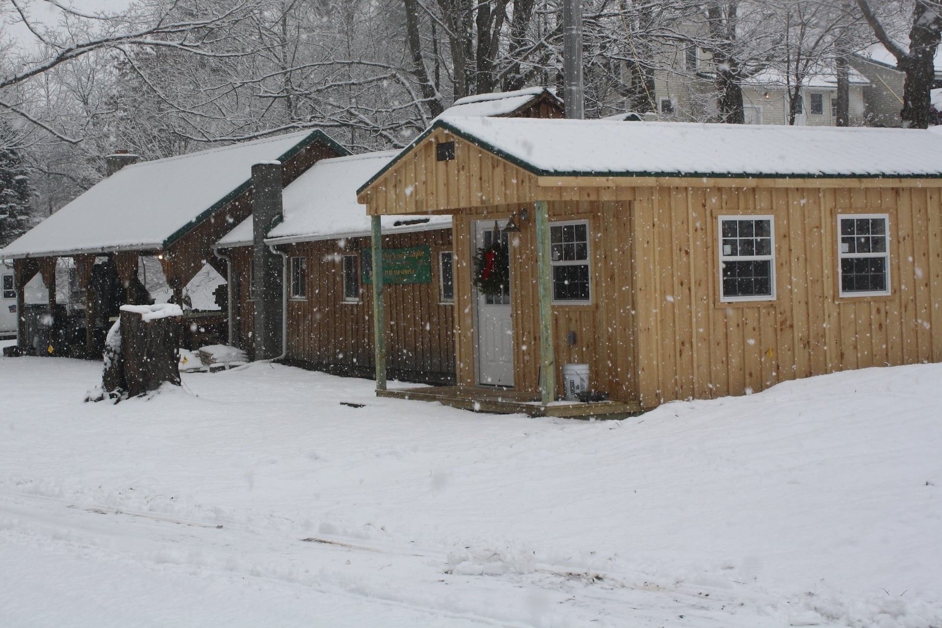 The exterior buildings at Butler Family Maple.