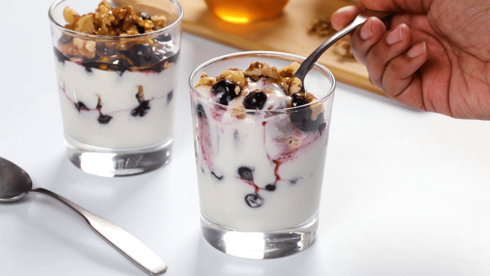 Blueberry and Walnut Parfait.