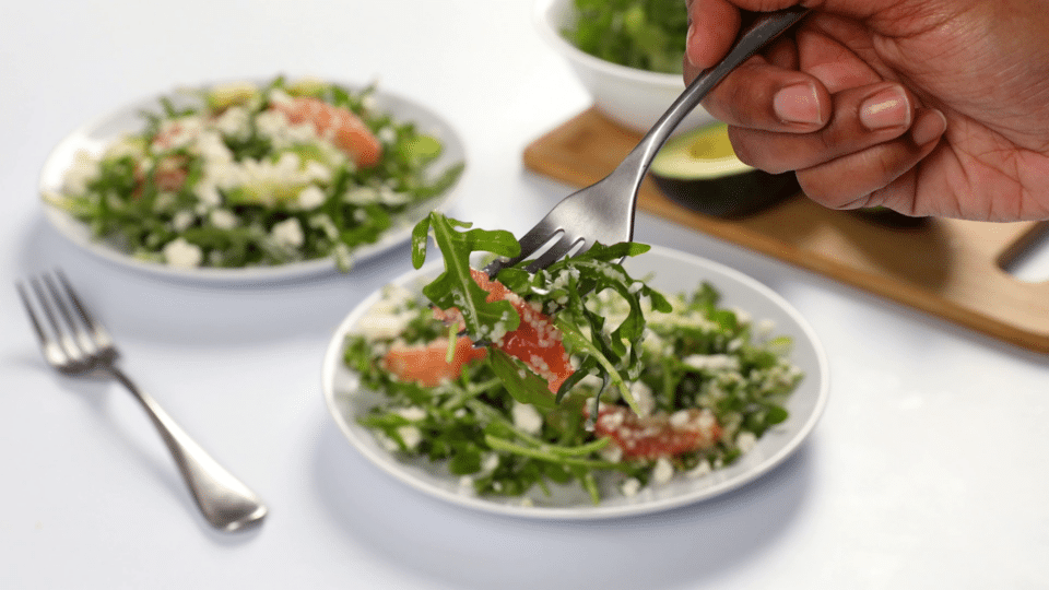 Grapefruit and avocado couscous salad.