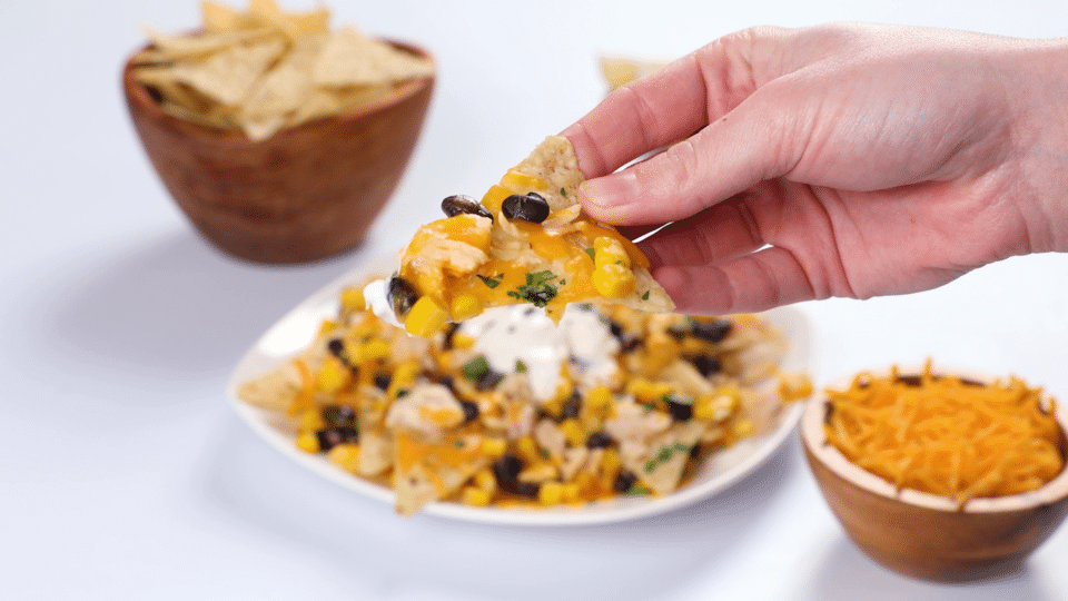 Nourish PA microwave chicken and black bean nachos.