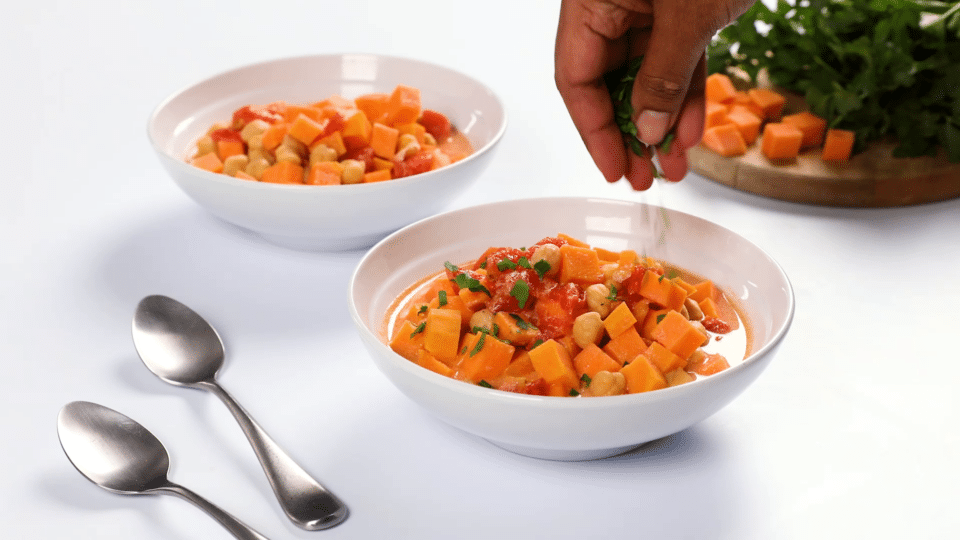 One-pot chickpea and sweet potato curry.